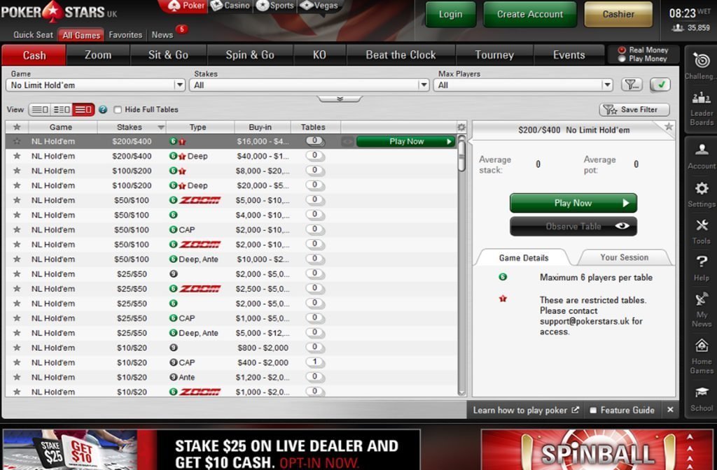 Pokerstars Lobby