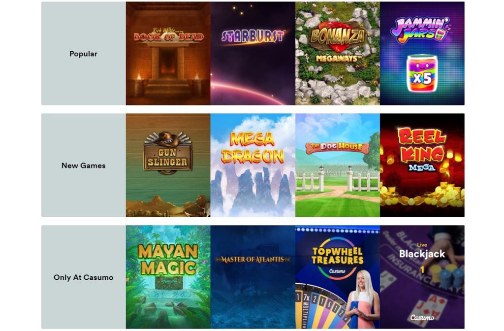 Some of the Games at Casumo