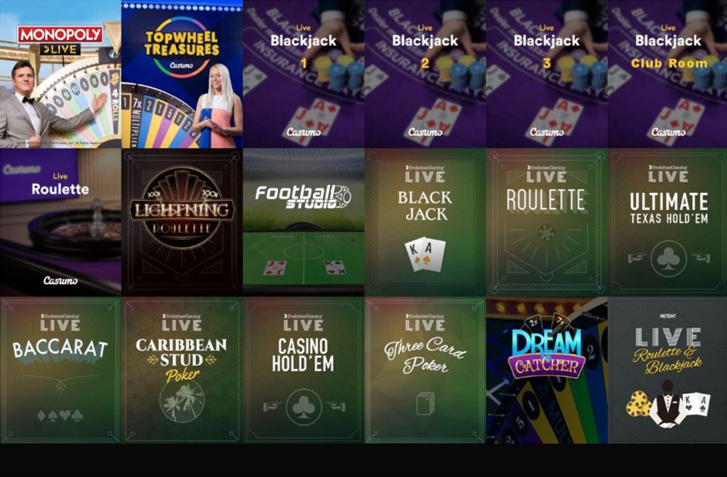 The Live Casino Section at Casumo