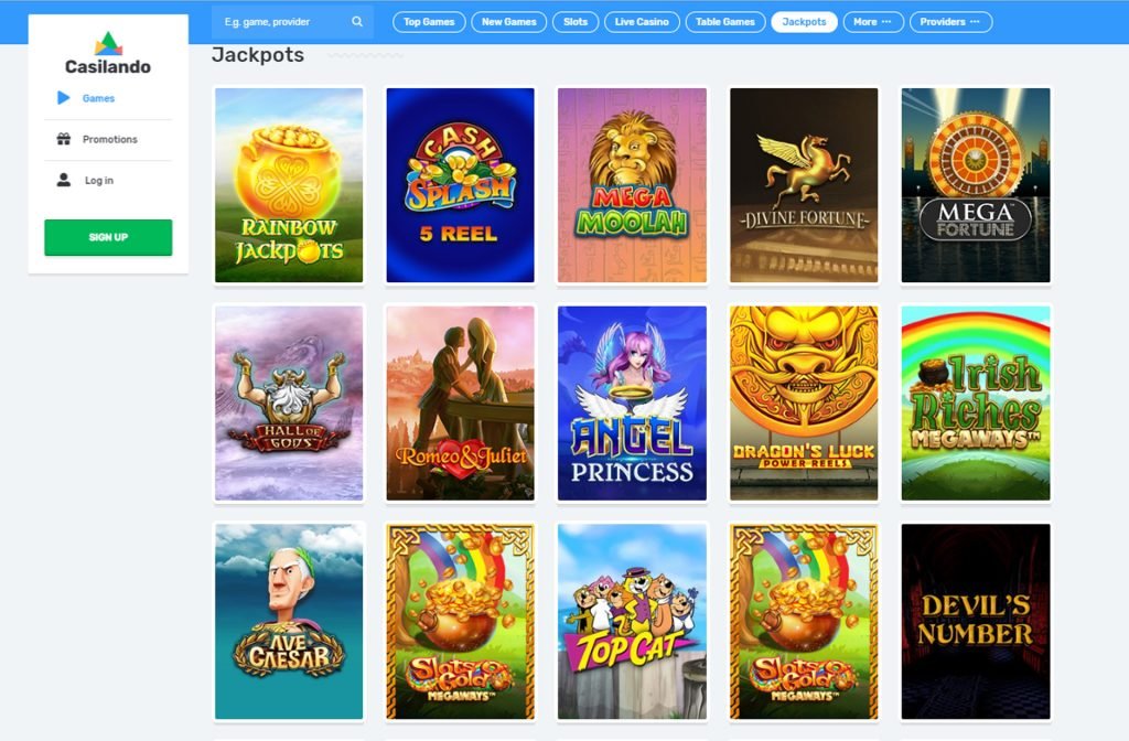 Jackpot Games at Casilando