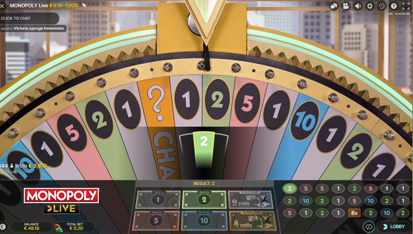 The Wheel stops on a Number