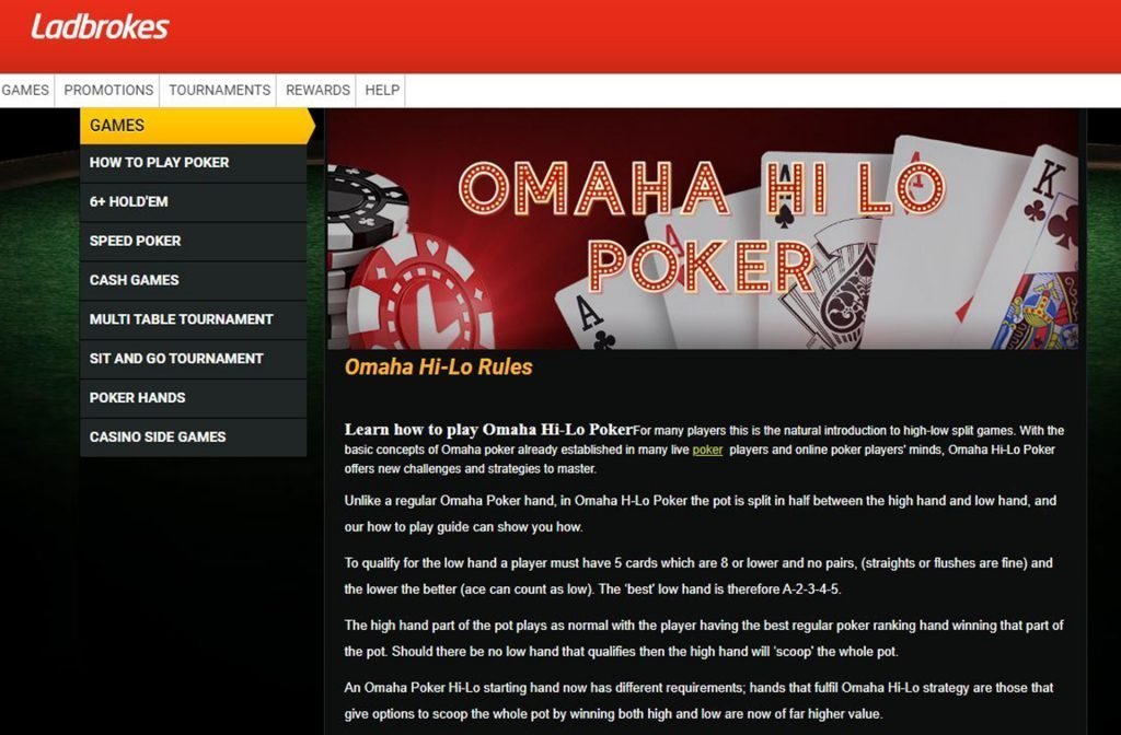 A lot of different games at Ladbrokes Poker