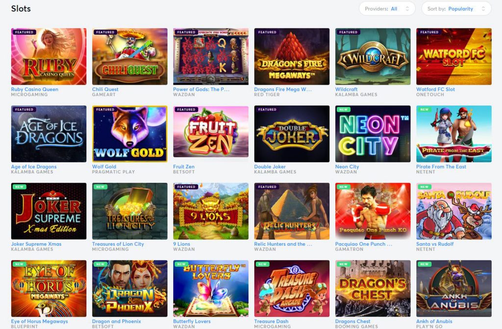 The Slots Section at BitCasino.io