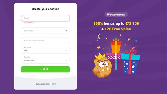 Cookie Casino Registration step 2
