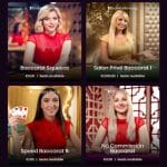 selection of live dealer baccarat games