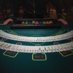 Blackjack table with cards