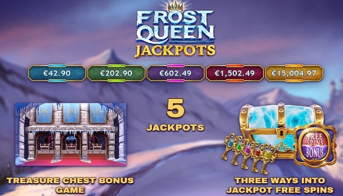 Five jackpot prizes are waiting for you in Frost Queen Jackpots.