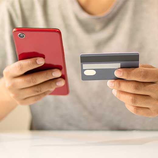 Man paying by phone