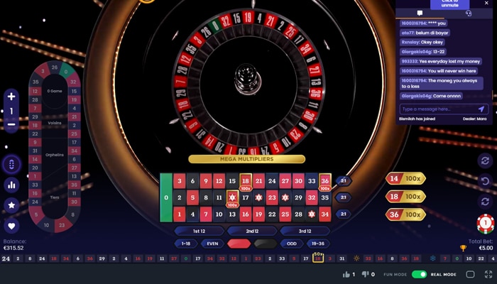 A real Automatic Roulette wheel is used