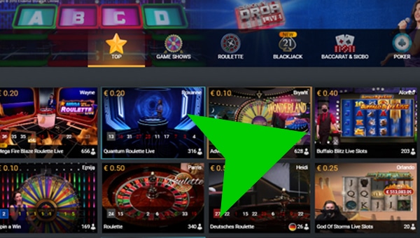 Choose the game in the casino lobby Buffalo