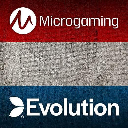 Microgaming and Evolution logo on Dutch flag