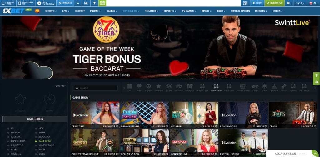 Superb Live Casino Section