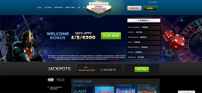 Jackpot Paradise deposit bonus