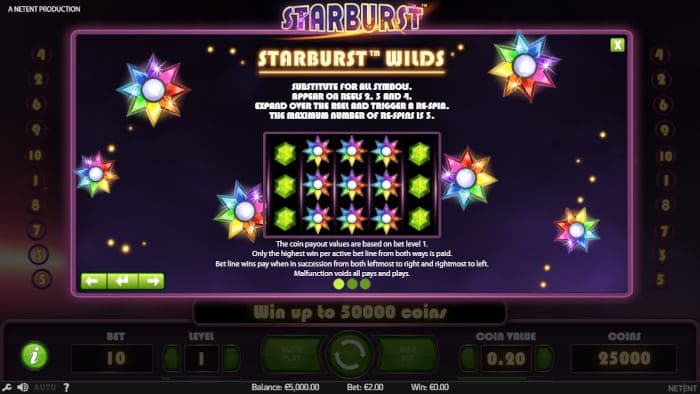 Wilds in Starburst video slot
