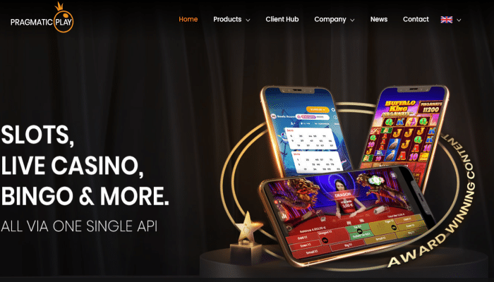 Screenshot of the Pragmatic Play website landing page featuring slots on mobile