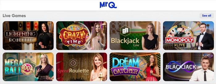 MrQ Live Casino Games powered by Evolution