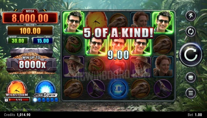 In-game preview of the Jurassic Park: Gold slot
