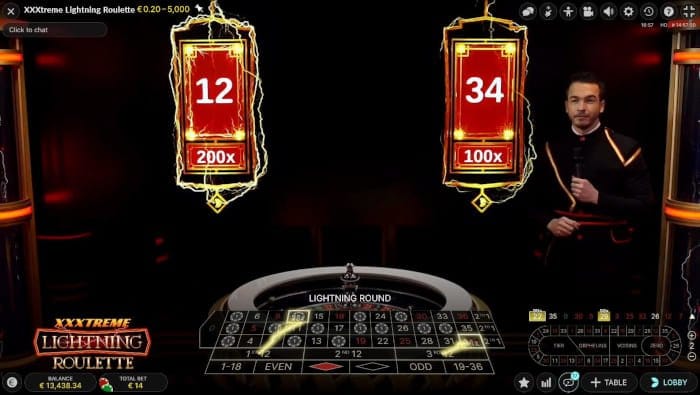 XXXtreme Lightning Roulette gameplay