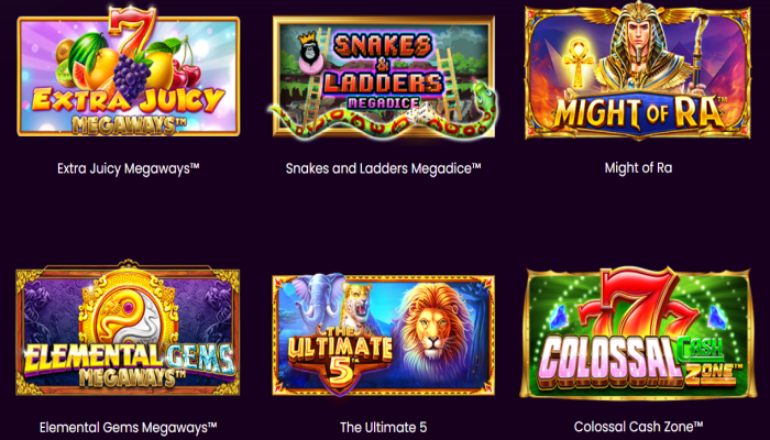 An image featuring several Pragmatic Play slot games