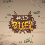 Wild Duel game logo on a barren land background