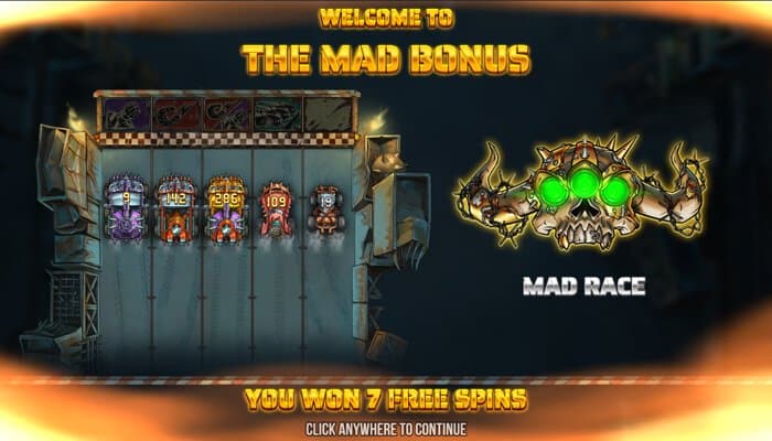 Mad Cars slot features