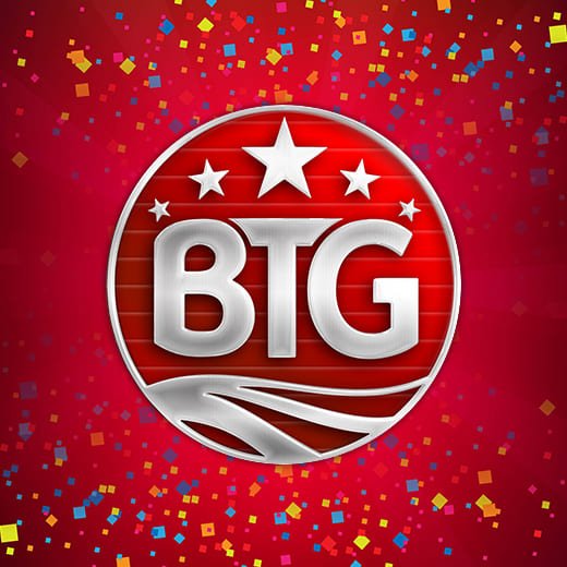 Big Time Gaming logo on red confetti background