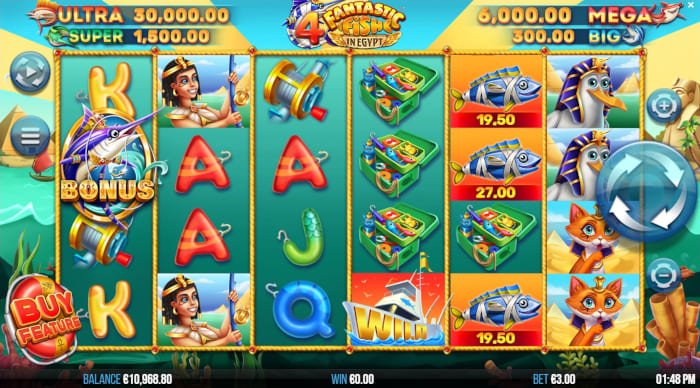 4 Fantastic Fish in Egypt slot gameplay.
