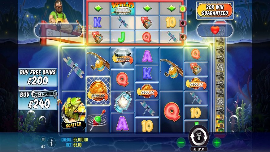 Big Bass Hold & Spinner Megaways is the 10th release in Pragmatic Play’s Big Bass series.