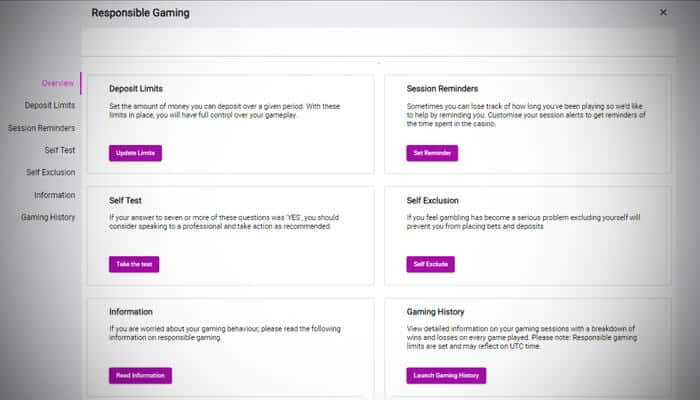 Responsible Gaming tools