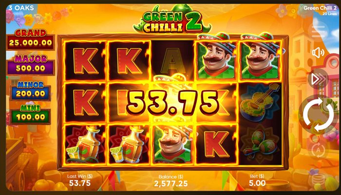 Green Chilli 2 of 3 Oaks Gaming is one of their latest successful slots