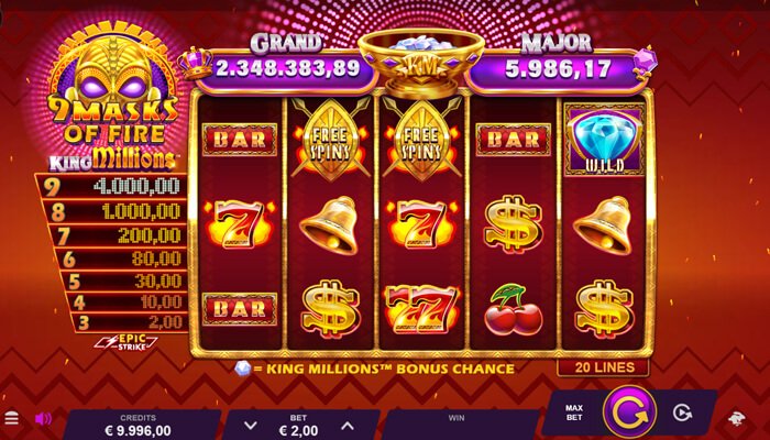 9 Masks of Fire King Millions by Games Global