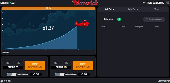 Maverick is a crash game by Ad Lunam
