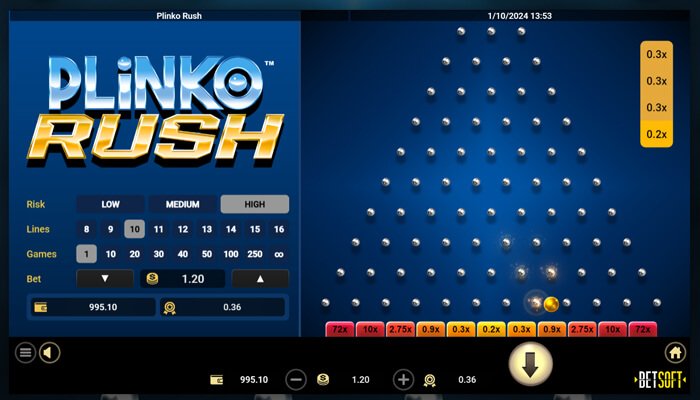 Betsoft's Plinko Rush Game