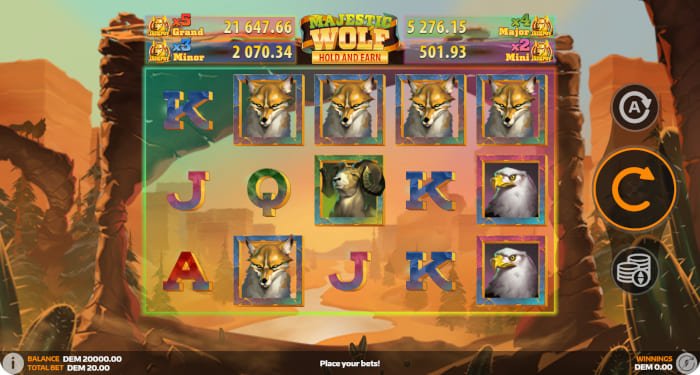 Majestic Wolf video slot base game