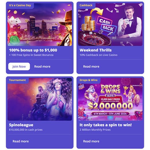 Different types of online casino bonuses