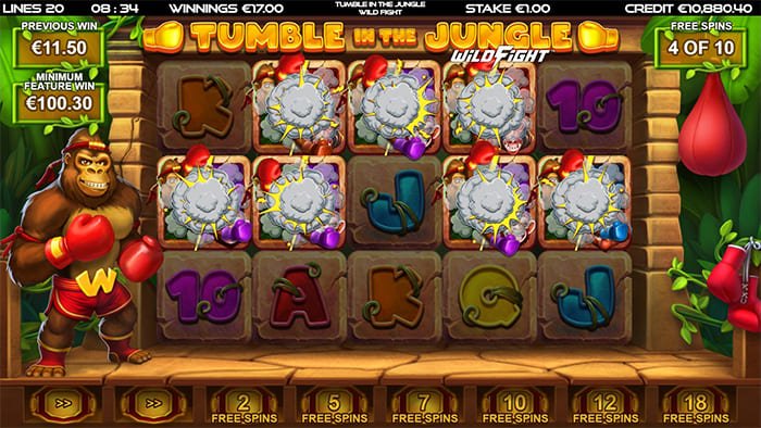 Tumble in the Jungle Wild Fight free spins round