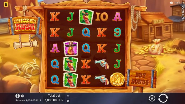 Chicken Rush video slot base game