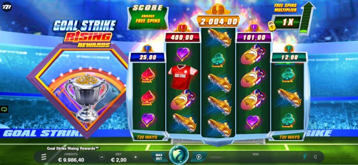 Goal Strike Rising Rewards video slot base game