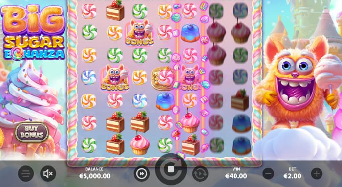 Big Sugar Bonanza video slot base game near win