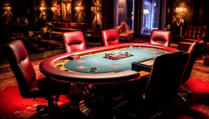 View of poker table at a casino