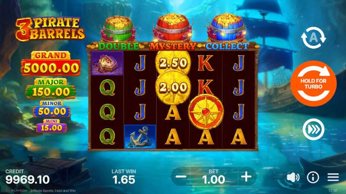 3 Pirate Barrels Hold and Win gameplay