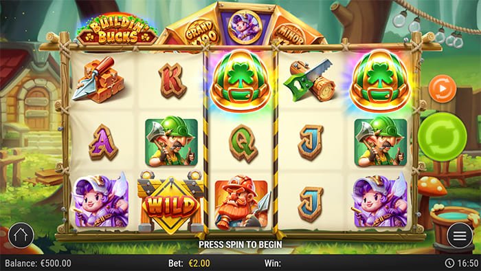 Buildin Bucks video slot base game play