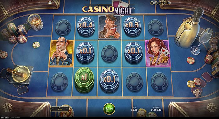Casino Night video slot base gameplay