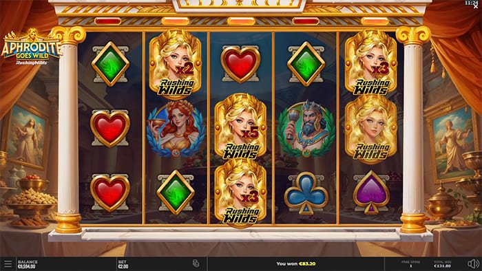 Aphrodite Goes Wild RushingWilds free spins playthrough