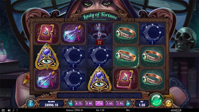 Lady of Fortune Remastered video slot base gameplay