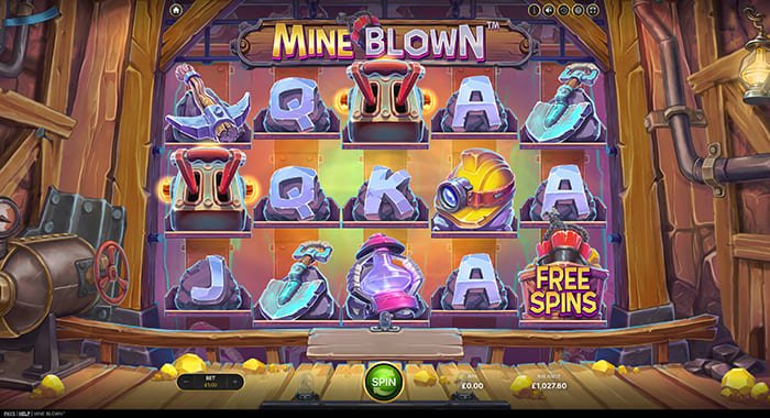 Mine Blown video slot base gameplay