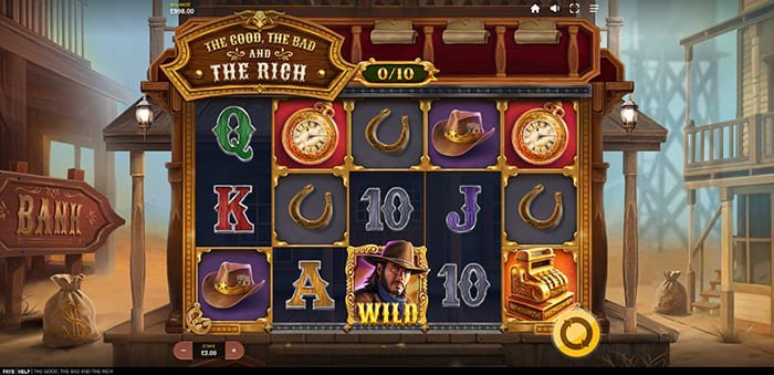 The Good, The Bad and The Rich slot base gameplay