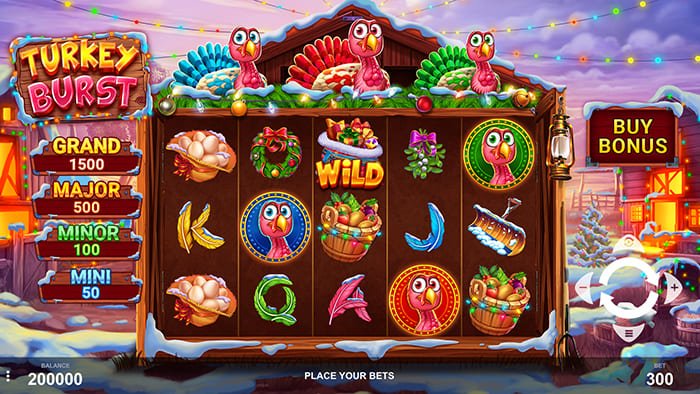 Turkey Burst video slot main gameplay