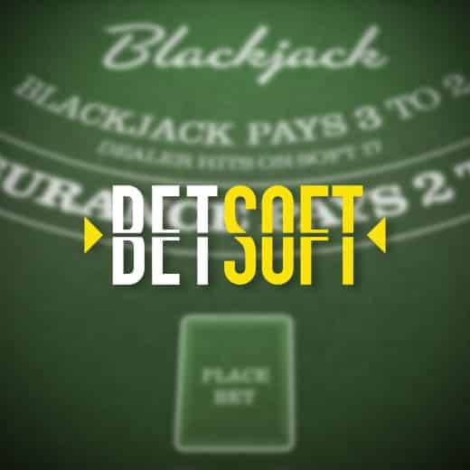 Betsoft Gaming logo on blackjack table background