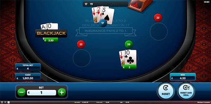 Red Rake Gaming Blackjack European gameplay